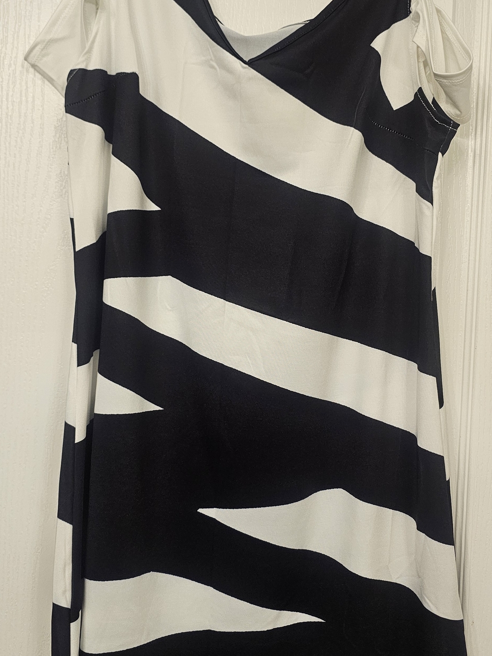 SHEIN Black & White Cold Shoulder Striped Dress
